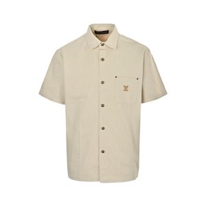 Louis Vuitton Short-Sleeved Silk-Cotton Shirt- Light Beige (10) Louis Vuitton Short-Sleeved Silk-Cotton Shirt- Light Beige