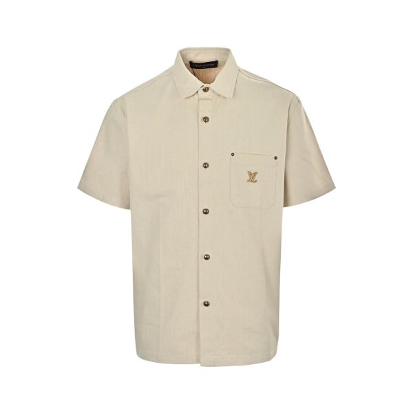 Louis Vuitton Short-Sleeved Silk-Cotton Shirt- Light Beige