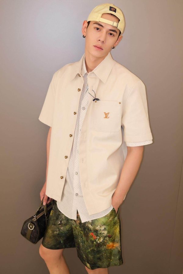 Louis Vuitton Short-Sleeved Silk-Cotton Shirt- Light Beige