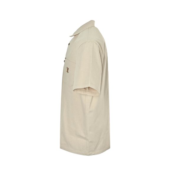 Louis Vuitton Short-Sleeved Silk-Cotton Shirt- Light Beige