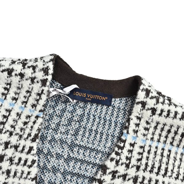 Louis Vuitton Textured Plaid Cardigan- Multicolor (3) Louis Vuitton Textured Plaid Cardigan- Multicolor