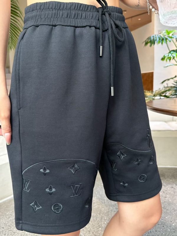 Louis Vuitton Upside Down Logo Sweatshorts- Black (1) Louis Vuitton Upside Down Logo Sweatshorts- Black