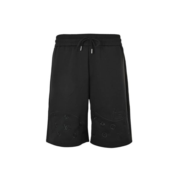 Louis Vuitton Upside Down Logo Sweatshorts- Black (11) Louis Vuitton Upside Down Logo Sweatshorts- Black