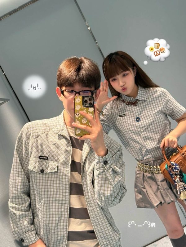 Miu Miu Checked Technical Fabric Blouson Jacket- Light Blue (1) Miu Miu Checked Technical Fabric Blouson Jacket- Light Blue
