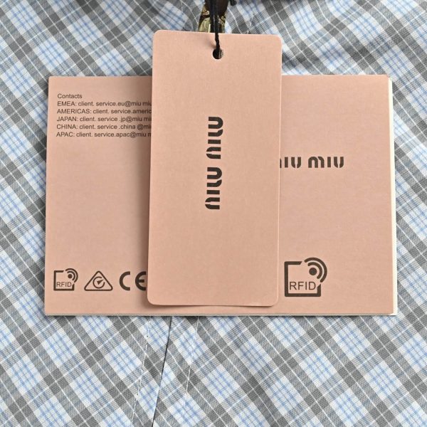 Miu Miu Checked Technical Fabric Blouson Jacket- Light Blue (6) Miu Miu Checked Technical Fabric Blouson Jacket- Light Blue