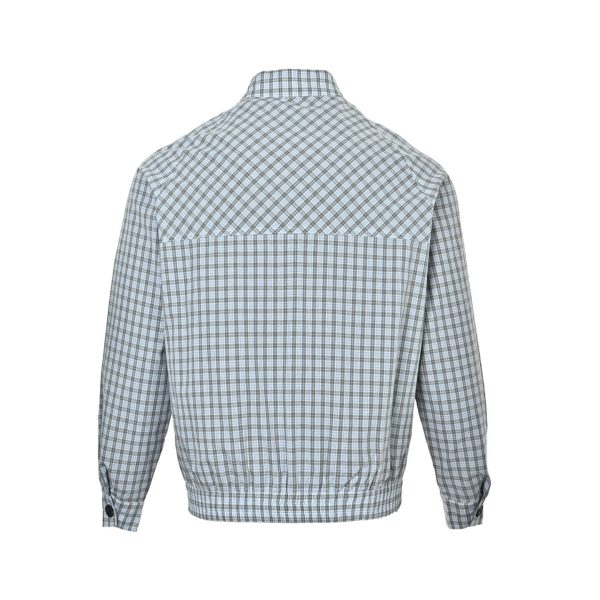 Miu Miu Checked Technical Fabric Blouson Jacket- Light Blue (7) Miu Miu Checked Technical Fabric Blouson Jacket- Light Blue