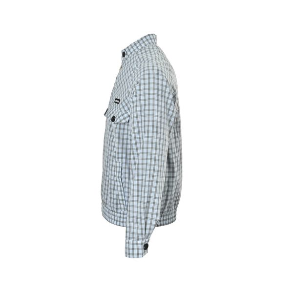 Miu Miu Checked Technical Fabric Blouson Jacket- Light Blue (8) Miu Miu Checked Technical Fabric Blouson Jacket- Light Blue