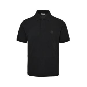 Moncler Logo Patch Cotton Piquet Polo Shirt- (10) Moncler Logo Patch Cotton Piquet Polo Shirt- Black