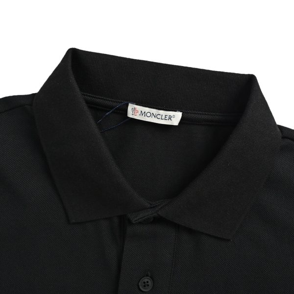 Moncler Logo Patch Cotton Piquet Polo Shirt- Black
