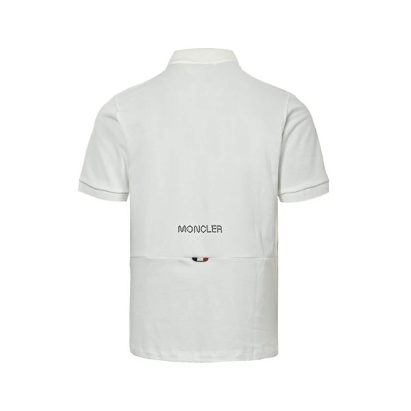 Moncler Logo Patch Cotton Piquet Polo Shirt- white
