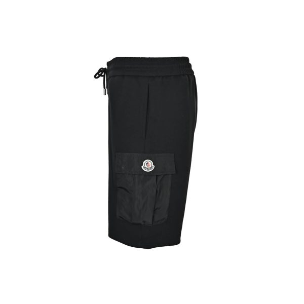 Moncler Nylon-Pocket Cargo Sweat Shorts- black