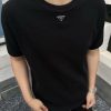 PRADA waffle short-sleeved Cotton T-shirt- Black