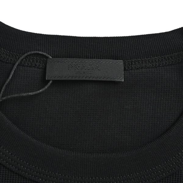 PRADA waffle short-sleeved Cotton T-shirt- Black