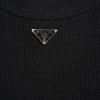 PRADA waffle short-sleeved Cotton T-shirt- Black