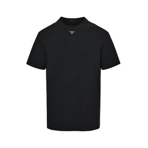 PRADA waffle short-sleeved Cotton T-shirt- Black (8) PRADA waffle short-sleeved Cotton T-shirt- Black