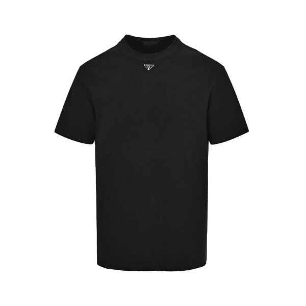 PRADA waffle short-sleeved Cotton T-shirt- Black