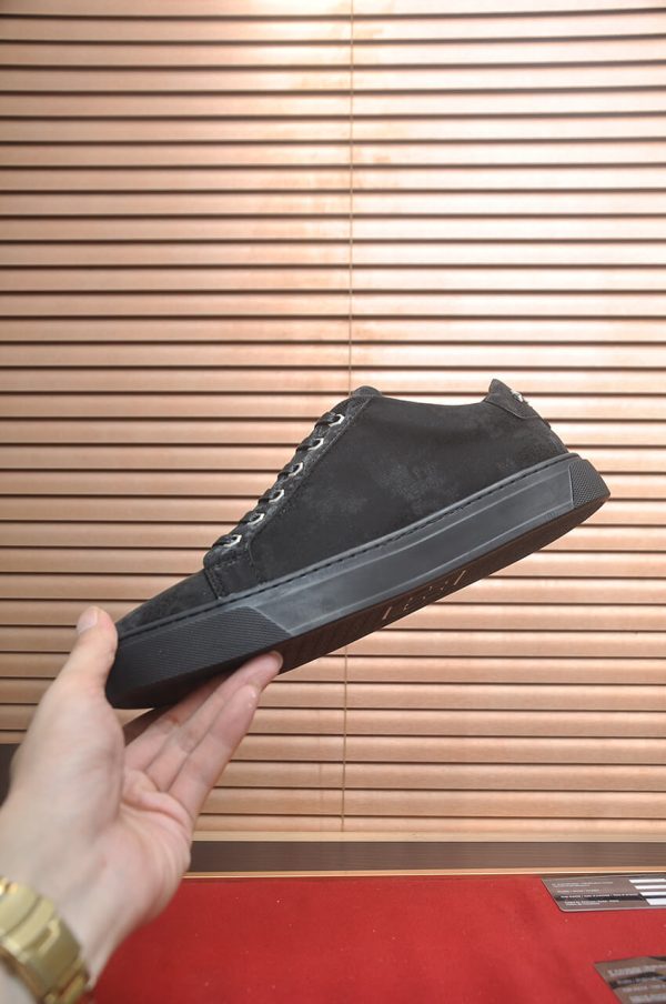 Philipp Plein Cursive Embroidered Suede Low-Top Sneaker – Black