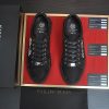 Philipp Plein Cursive Embroidered Suede Low-Top Sneaker – Black