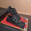 Philipp Plein Cursive Embroidered Suede Low-Top Sneaker – Black