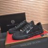 Philipp Plein Cursive Embroidered Suede Low-Top Sneaker – Black