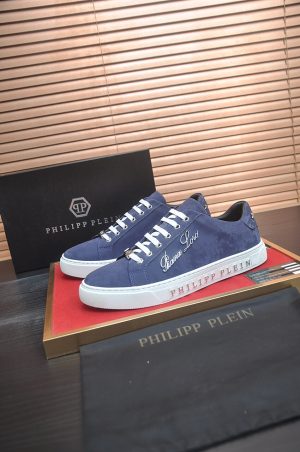 Philipp Plein Cursive Embroidered Suede Low-Top Sneaker – Navy Blue (1) Philipp Plein Cursive Embroidered Suede Low-Top Sneaker – Navy Blue