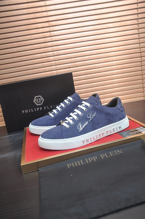 Philipp Plein Cursive Embroidered Suede Low-Top Sneaker – Navy Blue (1) Philipp Plein Cursive Embroidered Suede Low-Top Sneaker – Navy Blue