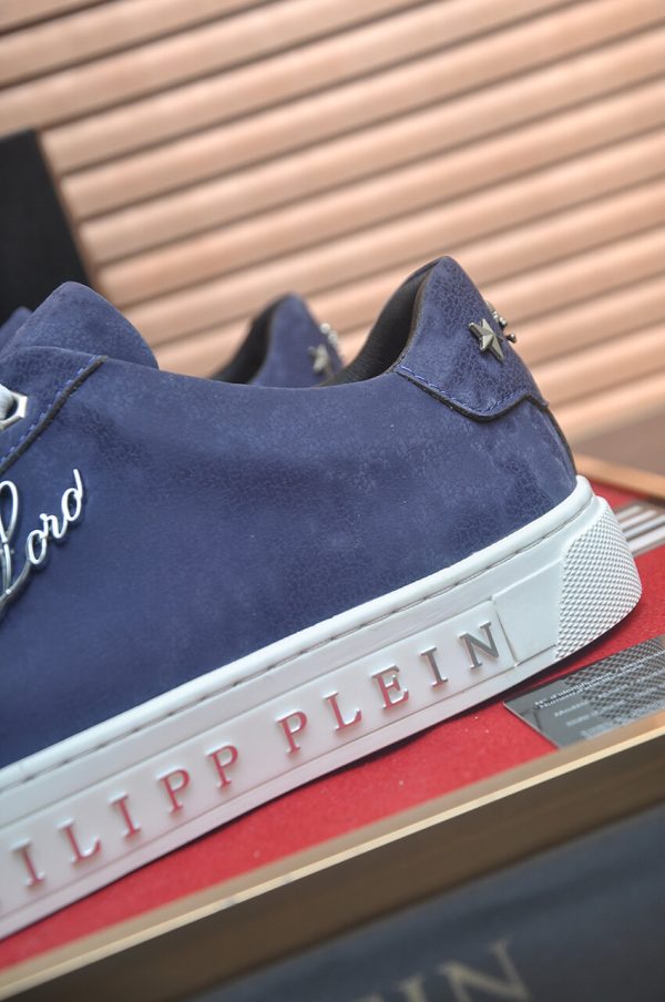 Philipp Plein Cursive Embroidered Suede Low-Top Sneaker – Navy Blue (3) Philipp Plein Cursive Embroidered Suede Low-Top Sneaker – Navy Blue