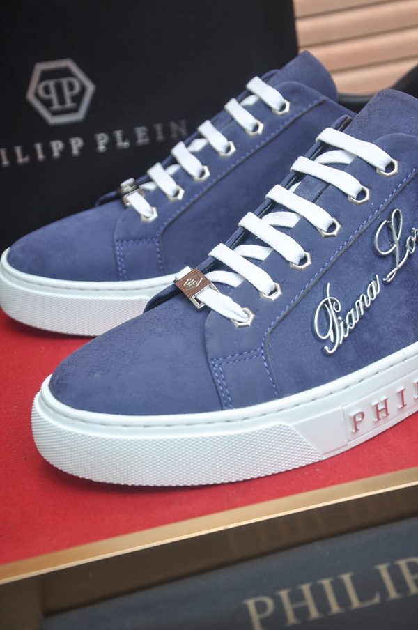 Philipp Plein Cursive Embroidered Suede Low-Top Sneaker – Navy Blue (7) Philipp Plein Cursive Embroidered Suede Low-Top Sneaker – Navy Blue