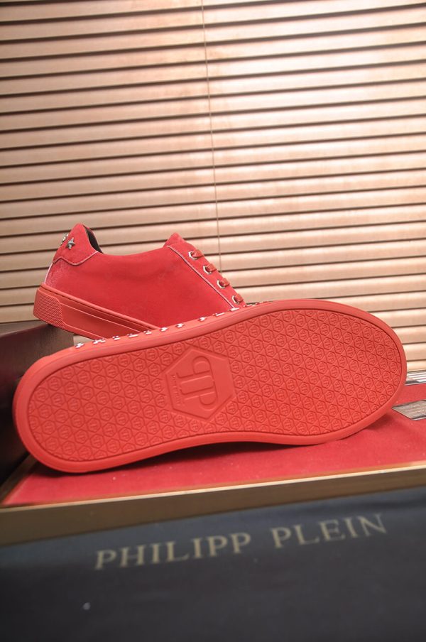Philipp Plein Cursive Embroidered Suede Low-Top Sneaker – Red (1) Philipp Plein Cursive Embroidered Suede Low-Top Sneaker – Red