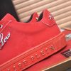 Philipp Plein Cursive Embroidered Suede Low-Top Sneaker – Red (2) Philipp Plein Cursive Embroidered Suede Low-Top Sneaker – Red