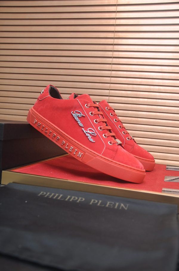 Philipp Plein Cursive Embroidered Suede Low-Top Sneaker – Red (4) Philipp Plein Cursive Embroidered Suede Low-Top Sneaker – Red