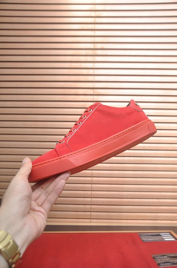 Philipp Plein Cursive Embroidered Suede Low-Top Sneaker – Red (6) Philipp Plein Cursive Embroidered Suede Low-Top Sneaker – Red