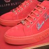 Philipp Plein Cursive Embroidered Suede Low-Top Sneaker – Red (9) Philipp Plein Cursive Embroidered Suede Low-Top Sneaker – Red