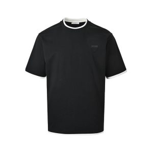 Prada Cotton T-Shirt with Layered Details- Black (1) Prada Cotton T-Shirt with Layered Details- Black