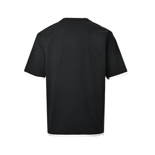 Prada Cotton T-Shirt with Layered Details- Black