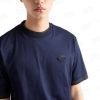 Prada Cotton T-Shirt with Layered Details- Blue
