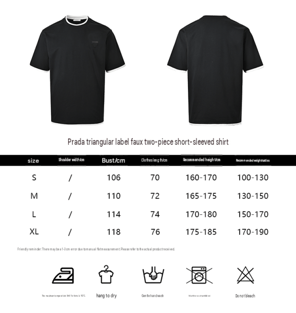 Prada Cotton T-Shirt with Layered Details- Black