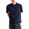 Prada Cotton T-Shirt with Layered Details- Blue