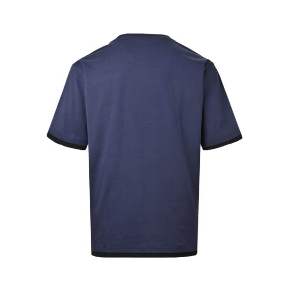 Prada Cotton T-Shirt with Layered Details- Blue