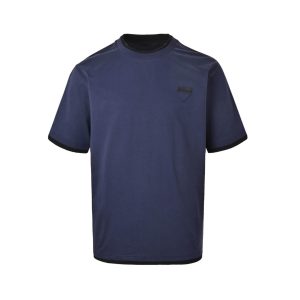 Prada Cotton T-Shirt with Layered Details- Blue (8) Prada Cotton T-Shirt with Layered Details- Blue