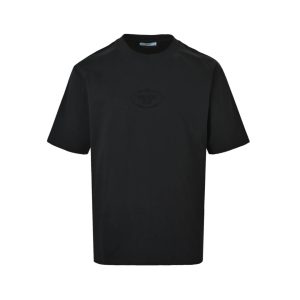 Prada Logo-Embroidered Cotton T-Shirt- Black (1) Prada Logo-Embroidered Cotton T-Shirt- Black