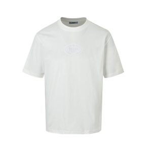 Prada Logo-Embroidered Cotton T-Shirt- White (10) Prada Logo-Embroidered Cotton T-Shirt- White