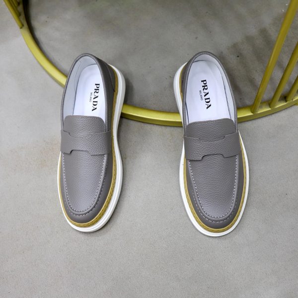 Prada Pebbled Leather Hybrid Loafer – Grey