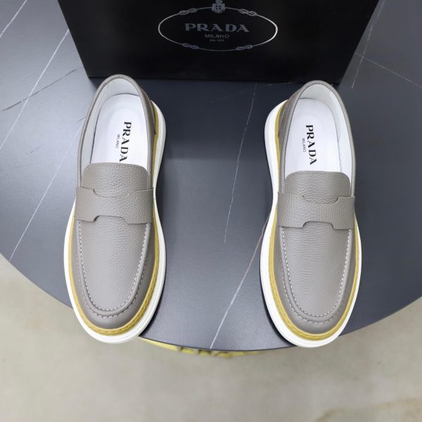 Prada Pebbled Leather Hybrid Loafer – Grey