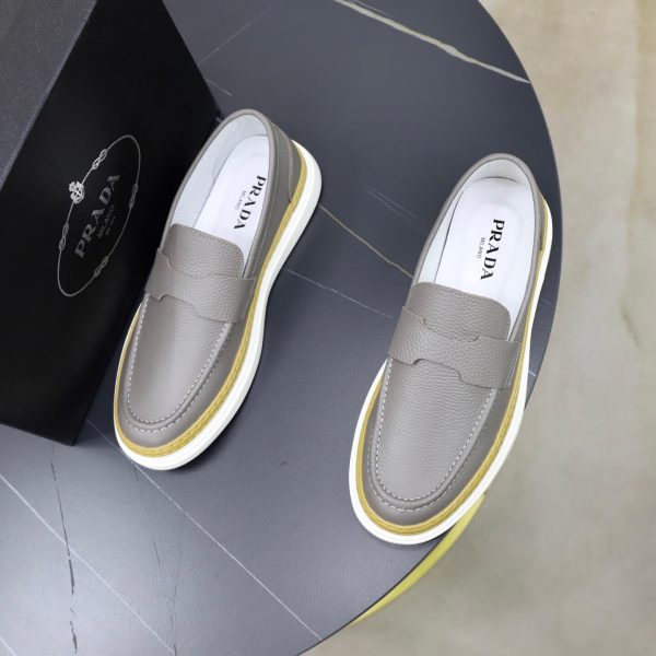 Prada Pebbled Leather Hybrid Loafer – Grey
