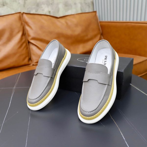Prada Pebbled Leather Hybrid Loafer – Grey