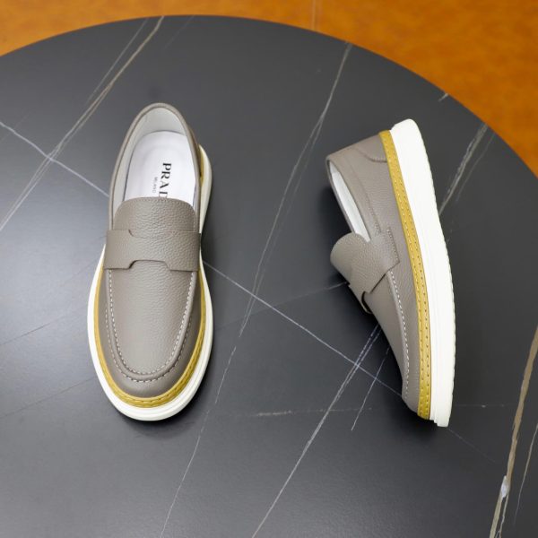 Prada Pebbled Leather Hybrid Loafer – Grey