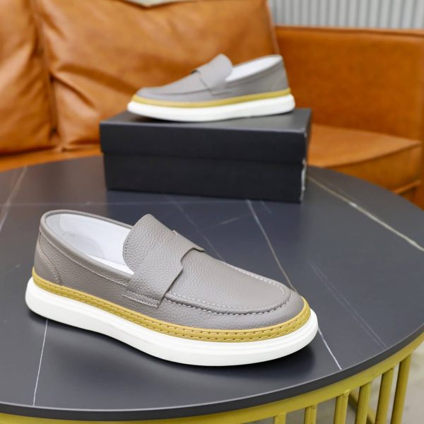 Prada Pebbled Leather Hybrid Loafer – Grey