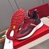 Bally Mixed-Material Runner Sneakers in Burgundy and Black