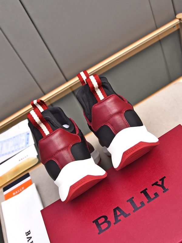 Bally Mixed-Material Runner Sneakers in Burgundy and Black